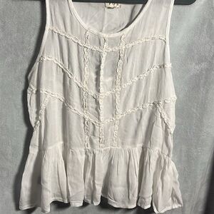 NWOT POL white Sleeveless Ruffled Tank Top